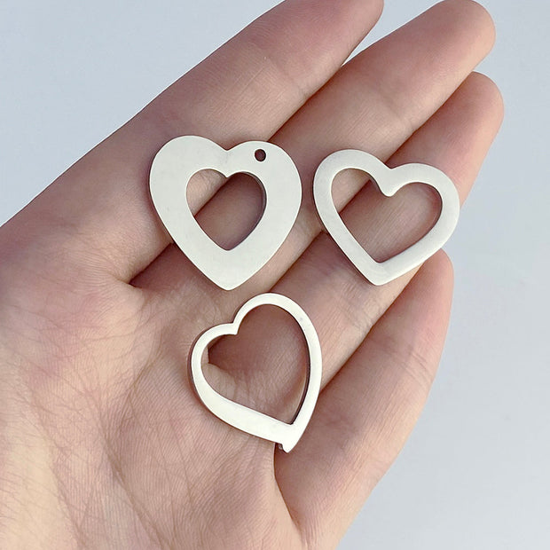 50pcs Custom logo hollow Metal Heart charm bracelet jewelry tags
