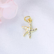 10pcs 14x10mm gold plated over brass Starfish crystal charms