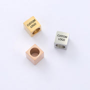50pcs 7mm Customized Business Logo mini Square  beads