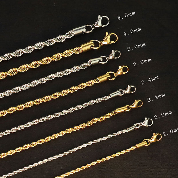 20pcs 3mm Stainless Steel adjustable twisted chain necklace