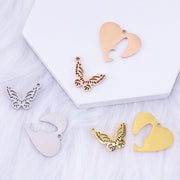 5 sets 25X36mm Heart  Butterfly  Puzzle  Necklace Pendants blanks