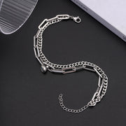 (2 bracelets) Matching Couple Magnetic Bracelet Cuban Paperclip  Double Layers Chains