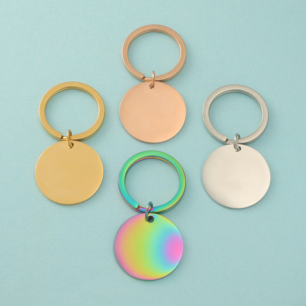 10pcs High polished Stainess steel 25mm Circle disc charm keychain blanks