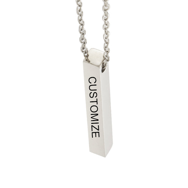 Personalized 3D Logo vertical bar cuboid necklace