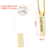 Personalized 3D Logo vertical bar cuboid necklace