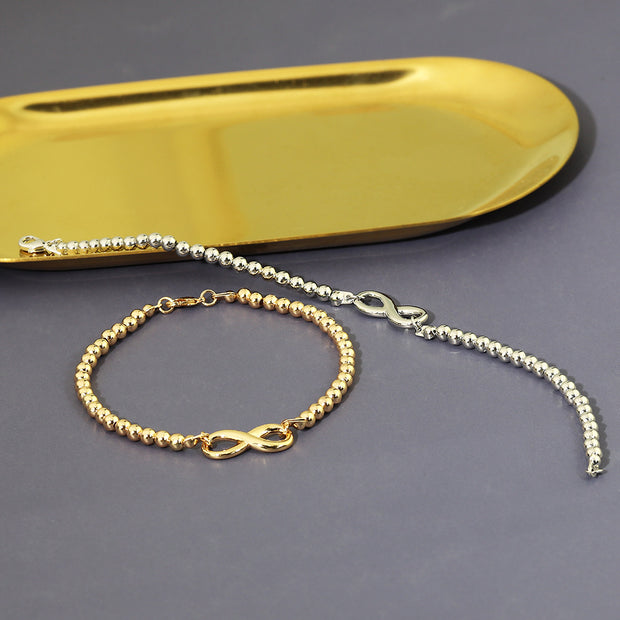 5pcs Brass Infinity Beaded Chain Bracelet