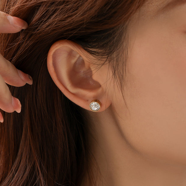 5pairs(10pcs) Stainless Steel Mini Beaded Earrings Crystal Earrings
