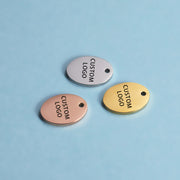 50pcs Laser Engraved  Custom logo mini oval jewelry tags 10x15mm