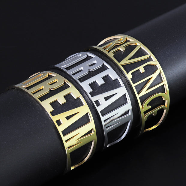 Custom Cut-out Words Stainless Steel Bracelet Bangles