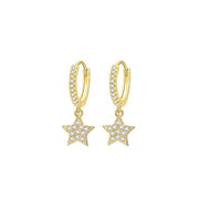 1 pair Paved Zircon Huggies Earrings Devil Eye/Star/Heart Earrings