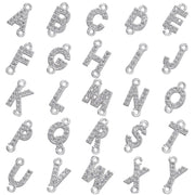 20pcs 8x8.5mm A-Z Paved CZ mini sideway initial letter with two opening loops