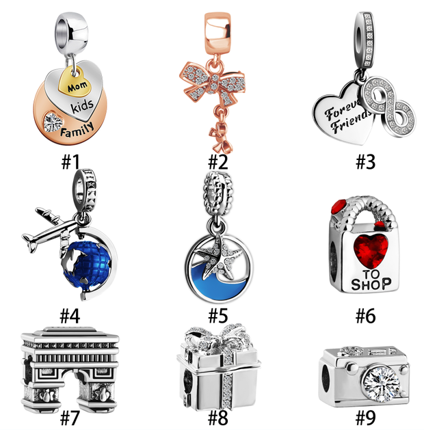 5pcs Brass Enamel Hang Pendant Bracelet Beads Jewelry with crystal
