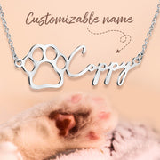 Custom Pet Dog Paw Name Necklace