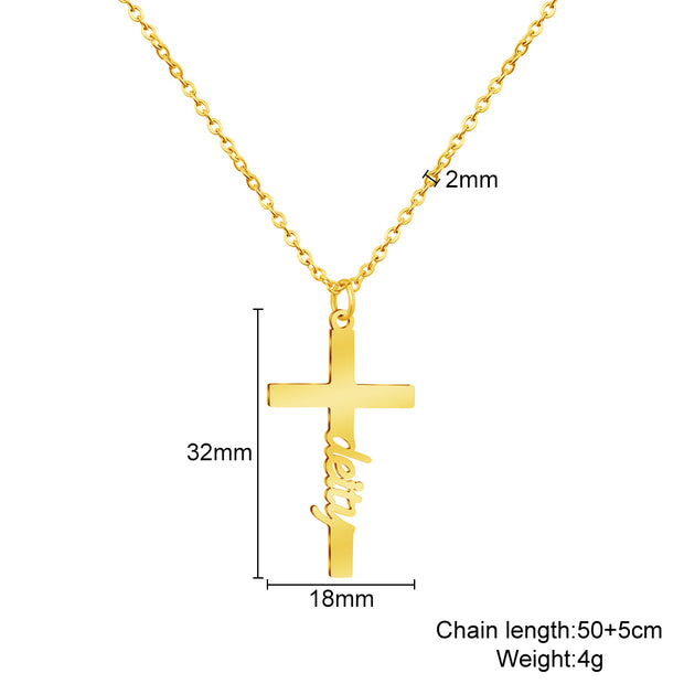 Custom Name Logo Cross Necklace