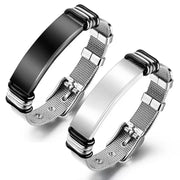 1 pair (2 bracelets) Stainless Steel Couples Bracelets Adjustable Band Bangles Blanks