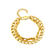 Real gold  Plated Cuban double layers Bracelet Paperclip Chains