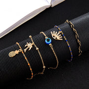 Evil Eye Anklet Set Multi-layer Beaded Anklet Fashion Jewelry for Women