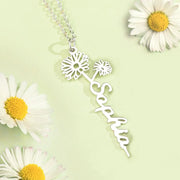 Custom Name Birth Flower Necklace