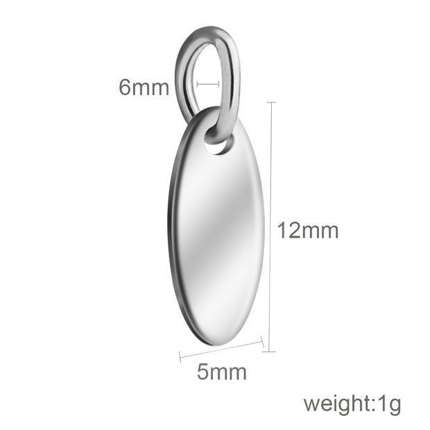 50pcs Etched Engraved stainless steel  custom logo oval charms