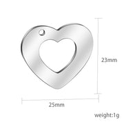 20pcs Mirror polished hollow Metal Heart charm bracelet jewelry tags blanks