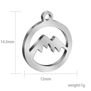 12mm 20pcs Stainless steel Hollow Mountain Wave bracelet round logo charm blanks
