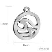 12mm 20pcs Stainless steel Hollow Mountain Wave bracelet round logo charm blanks