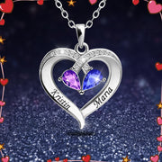 Valentine's Day Gift  Custom Name  Birthstone Heart Necklace