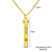 Stainless Steel Custom name and Birthstone  Whistle Necklace Can Blow Whistle Pendant