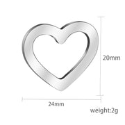 20pcs Mirror polished hollow Metal Heart charm bracelet jewelry tags blanks
