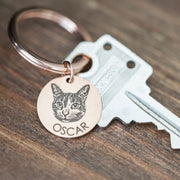Custom Pet Portrait Keychain 25mm Round Disc Key Ring